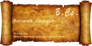 Beranek Csongor névjegykártya